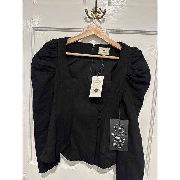 Tuckernuck Black Calla Top Blouse $198 NWT Extra Small XS Sold Out - Picture 2 of 5